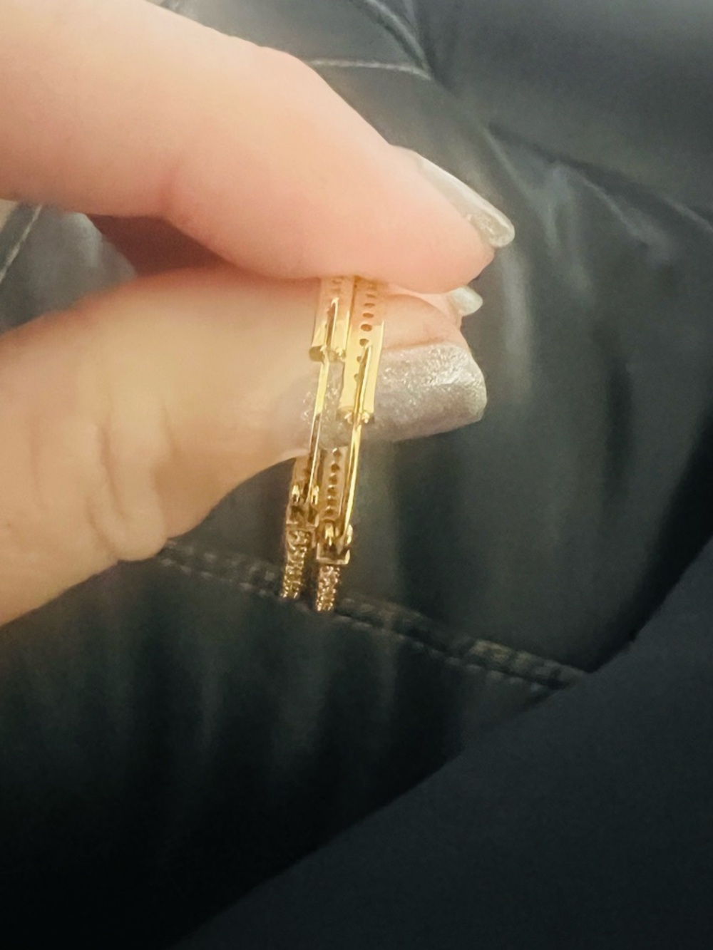 Gold Hoop Earrings with Swarovski Crystals - Picture 4 of 8